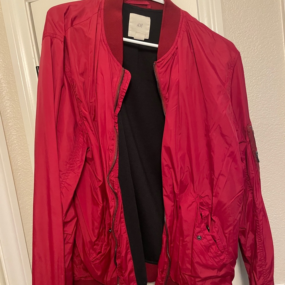 H&M Women's Bold Red Bomber Jacket